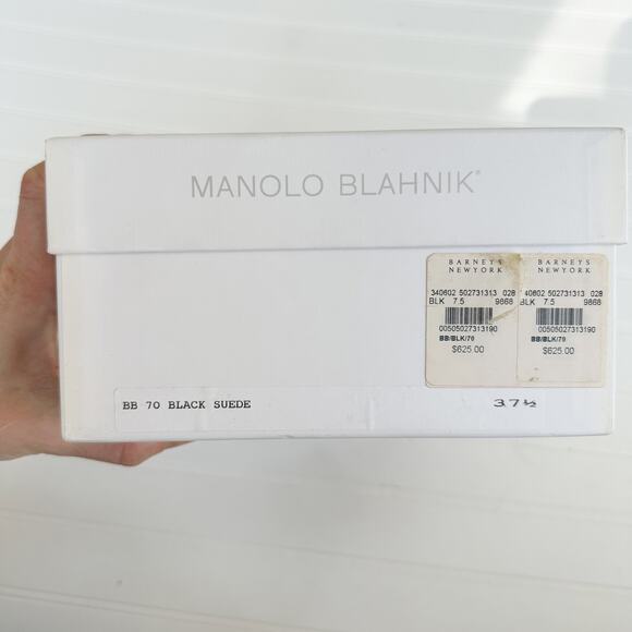 Manolo Blahnik BB Black Suede Pumps Pointed Toe Stiletto Heels 70mm 37.5 - Picture 11 of 12